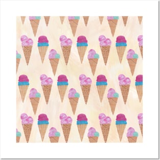 Ice Cream Neck Gator Purple and Blue Ice Cream Cones Posters and Art